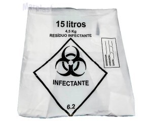 SACO PARA LIXO INFECTANTE BRANCO 15 LT C/100 PCS