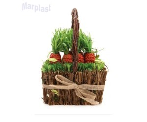 PÁSCOA CESTA DECORATIVA C/CENOURA VERDE/ LARANJA/ MARRON RÚSTICO