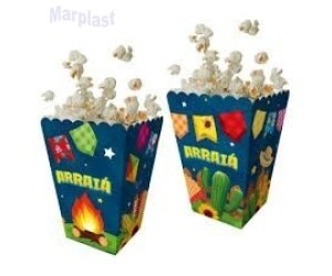 ARRAIA MINI CAIXA DE PIPOCA C/ 4 UNIDADES