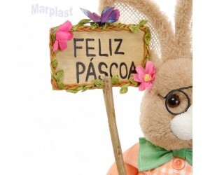 PÁSCOA COELHO DECORATIVO C/PLACA FELIZ PASCOA - 1 UNIDADE
