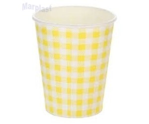 JUNINA COPO DE PAPEL XADREZ AMARELO C/10 UNIDADES