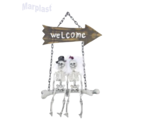 HALLOWEEN PLACA  PORTA CASAL CAVEIRA COM 1 UNIDADE 