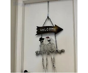 HALLOWEEN PLACA  PORTA CASAL CAVEIRA COM 1 UNIDADE 