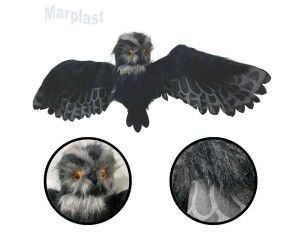 HALLOWEEN BONECO ELETR. CORUJA NEGRA 45CM