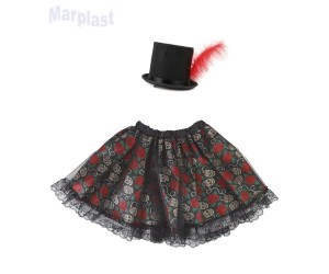 HALLOWEEN KIT SAIA E TIARA CAVEIRA MEXICANA INFANTIL 