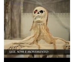 HALLOWEEN CAVEIRA DE CHAO ADAM 110X34CM COM SOM E LUZ