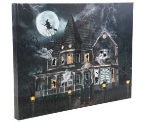 HALLOWEEN QUADRO ILUM. MANSÃO ABANDONADA 31X56CM COM 1 UNIDADE