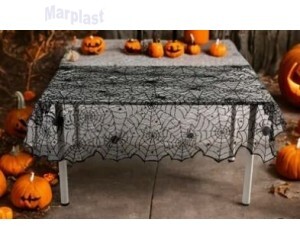 HALLOWEEN TOALHA MESA TEIAS PRETA 183X137CM