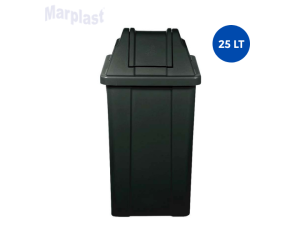 LIXEIRA QUADRADA 25L C/TP VAI-VEM PR. Q25