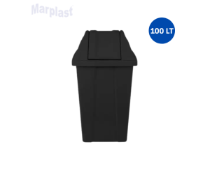 JSN LIXEIRA QUADRADA 100L PRETO C/TAMPA (VAI-VEM) Q100P