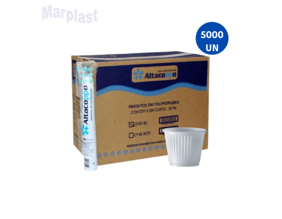 COPO DESCARTÁEIS 50ML BRANCO C/5.000UNIDADES ALTACOPO ABNT