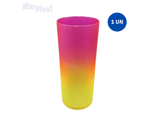 COPO LONG DRINK DEGRADE AMARELO/PINK NEON