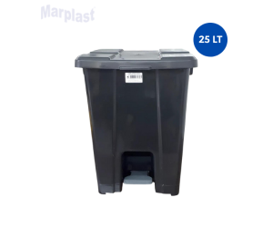 LIXEIRA QUADRADA . 25L C/PEDAL PRETA PP25
