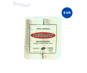 PAPEL HIGIENICO ROLÃO REGGIANO BRANCO PCT. 8 ROLOS X 300 MT
