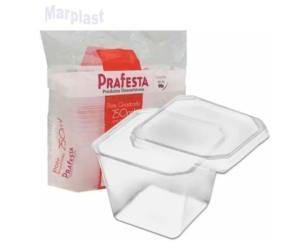 POTE DESCARTAVEL QUADRADO  PRAFESTA 250ML 20UN - 8466