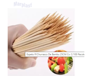 ESPETO DE CHURRASCO BAMBU 25CM C/ 50 - NATURA
