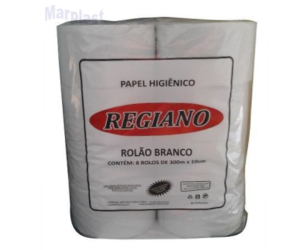 PAPEL HIGIENICO ROLÃO REGGIANO BRANCO PCT. 8 ROLOS X 300 MT