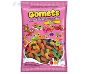 BALA DE GOMA MINHOCA FRUTAS 700GR DORI