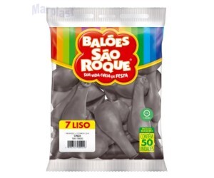 BALÃO SÃO ROQUE - TAMANHO 7 -  C/50 UNIDADES -  LISO CINZA