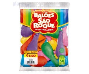 BALÃO SÃO ROQUE - TAMANHI 9 - C/50 UNIDADES -  LISO CORES SORTIDO