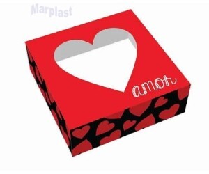 CAIXA GAVETA C/VISOR 12X12X4CM AMOR C/10 IDEIA