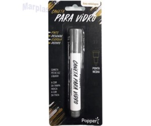 CANETA PÓ DE GIZ P/ VIDRO PRATA UN