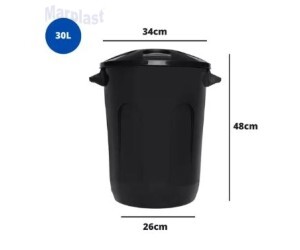 CESTO PLASTICO 30 LITROS PRETO C/TAMPA 3078 JAGUAR