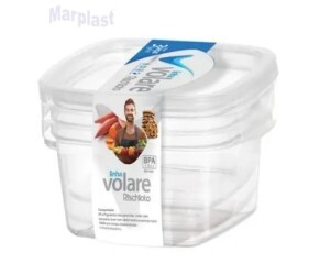 CONJUNTO POTE QUADRADO VOLARE 770ML - 3PEÇAS RISCHIOTO