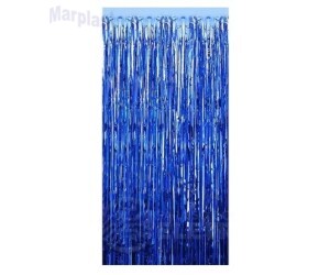 CORTINA DECORATIVA METALIZADA  AZUL ESCURO 2mt