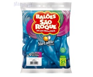 BALÃO SÃO ROQUE - TAMANHO 9 - C/25 UNIDADES -  METALIC AZUL