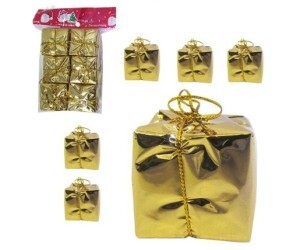 NATAL ENFEITE CAIXINHA PRESENTE DOURADA C/6 UNIDADES