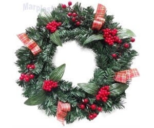 NATAL GUIRLANDA VERDE COM LAÇOS XADREZ