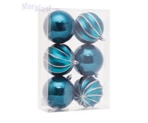 NATAL BOLAS GOMOS/LISA AZUL MARINHO 8CM