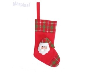 NATAL BOTA MEIA NOEL VERMELHO E BRANCO 25CM