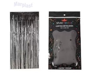 CORTINA DECORATIVA METALIZADA PRETA 2MT