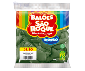 BALÃO SÃO ROQUE - TAMANHO 5 - C/50 UNIDADES - LISO VERDE EUCALIPTO