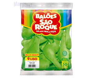 BALÃO SÃO ROQUE - TAMANHO 9 - C/50 UNIDADES -  LISO VERDE LIMA