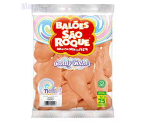 BALÃO SÃO ROQUE  TAMANHO 11 C/25 UNIDADES  CANDY COLORS LARANJA