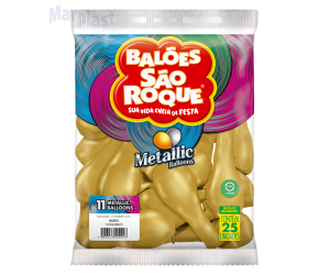 BALÃO SÃO ROQUE - TAMANHO 11 - C/25 UNIDADES - METALIC OURO