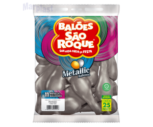 BALÃO SÃO ROQUE - TAMANHO 11 - C/25 UNIDADES - METALIC PRATA