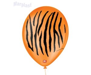 BALÃO SÃO ROQUE 9 C/25 UNIDADES - SAFARI TIGRE LARANJA MANDARIM /PRETO