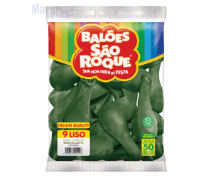 BALÃO SÃO ROQUE - TAMANHO 9 - C/50 UNIDADES -  LISO VERDE EUCALIPTO