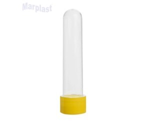 TUBO GRANDE 13CM C/TAMPA PLASTICA AMARELO C/10 UNIDADES