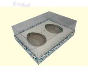 PÁSCOA CAIXA P/2 OVOS 150GR COELHOS AZUL COD.256.7