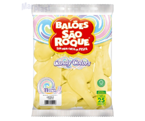BALÃO SÃO ROQUE  TAMANHO 11  C/25 UNIDADES  CANDY COLORS AMARELO