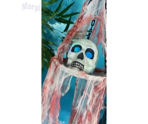 ENFEITE CAVEIRA SANGUE C/LUZ HALLOWEEN